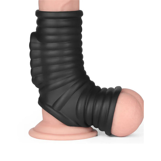 Lovetoy Black Wave Vibrating Penis Scrotum Sleeve