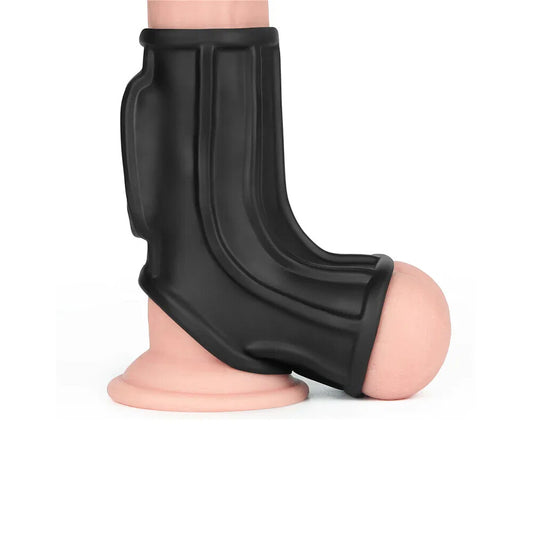 Lovetoy Black Ridge Vibrating Penis Scrotum Sleeve
