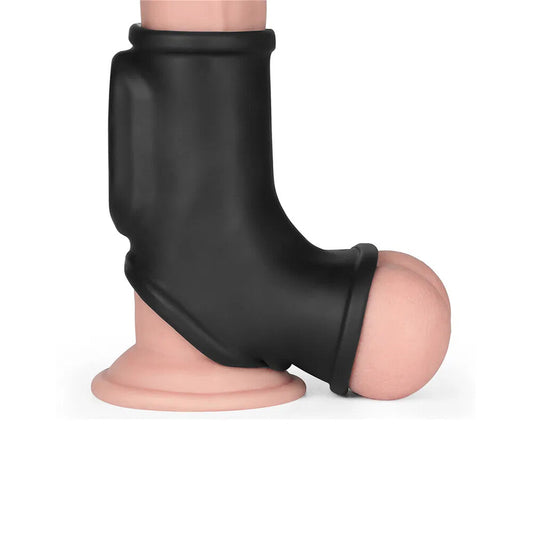 Lovetoy Black Vibrating Penis and Scrotum Sleeve