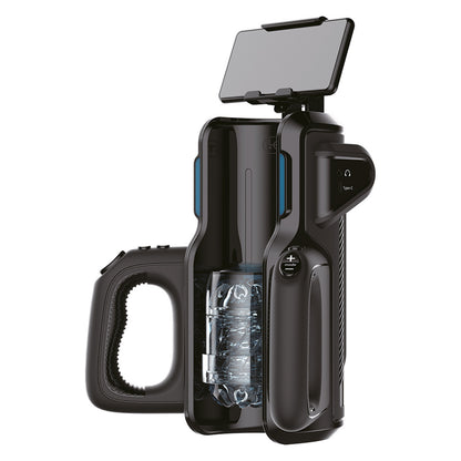 Leten Black Super Thrusting Masturbator with Phone Mount
