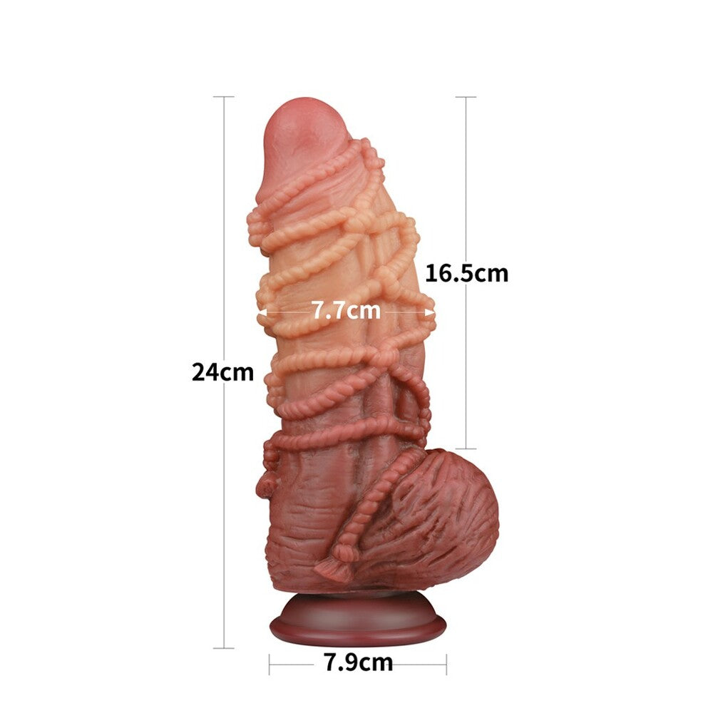 Lovetoy Black Extreme Dildo with Rope Pattern and Suction Cup