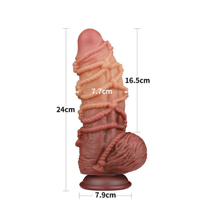 Lovetoy Black Extreme Dildo with Rope Pattern and Suction Cup