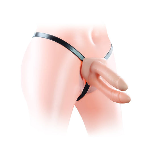 Lovetoy Black Unisex Hollow Double Strap-On 6 Inch