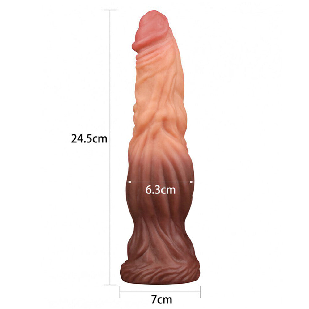 Lovetoy Flesh Brown 9.5 Inch Silicone Dildo with Suction Cup