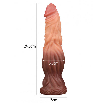 Lovetoy Flesh Brown 9.5 Inch Silicone Dildo with Suction Cup