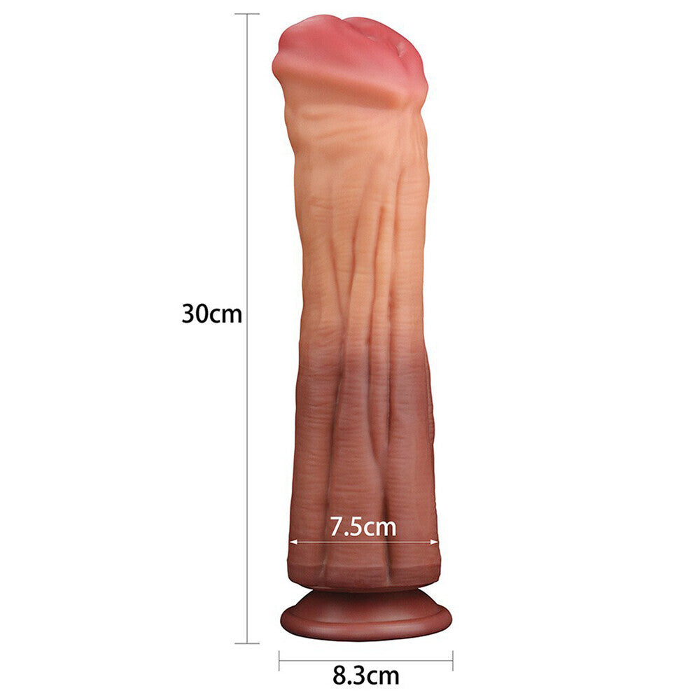 Lovetoy Flesh-Colored 12 Inch Dual Layered Silicone Horse Cock