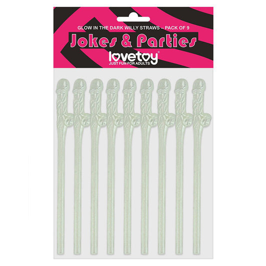 Lovetoy Glow in the Dark Willy Straws Pack of 9