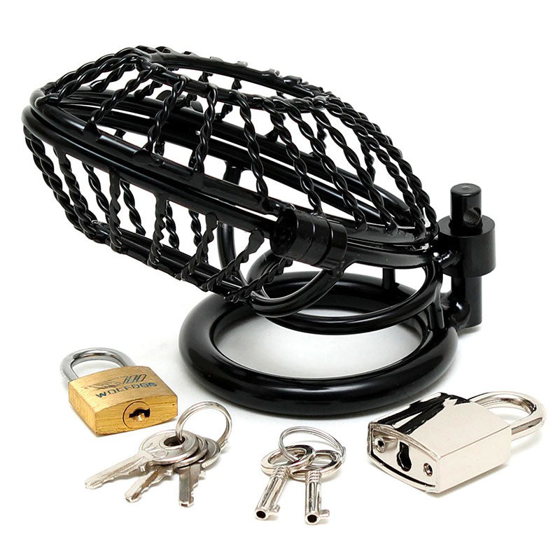 Secure Metal Male Chastity Device with Dual Padlocks