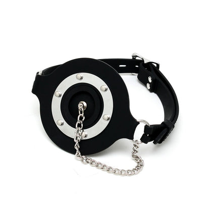 Black Silicone Mouth Gag with Adjustable Strap and Stopper