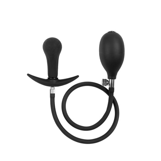Rimba Black Inflatable Silicone Anal Plug with Hand Pump