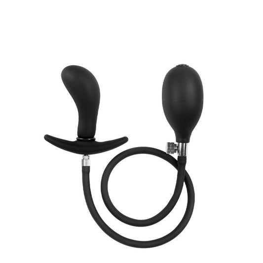 Rimba Black Inflatable Silicone Anal Plug with Hand Pump