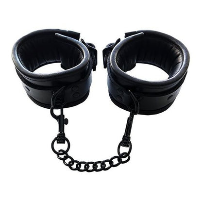 Rouge Black Padded Leather Ankle Cuffs for BDSM Restraint