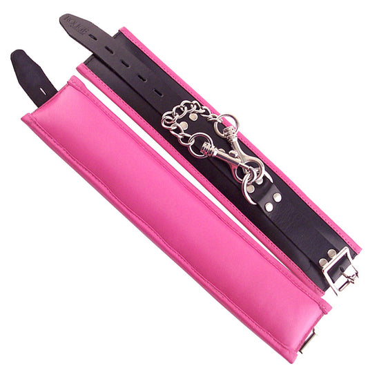 Rouge Garments Pink Padded Wrist Cuffs with Chain