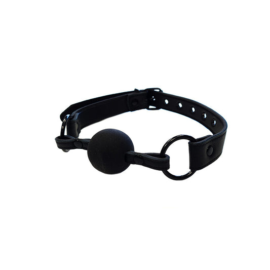 Rouge Garments Black Leather Adjustable Collar and Ball Gag Set