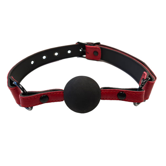 Rouge Garments Burgundy Snake Print Leather Ball Gag