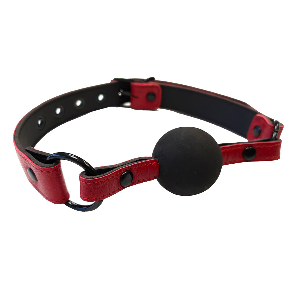 Rouge Garments Burgundy Snake Print Leather Ball Gag