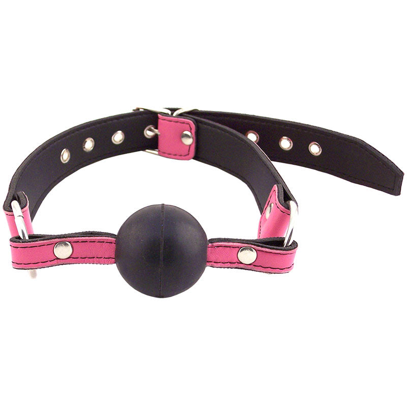 Rouge Garments Pink Adjustable Leather Ball Gag