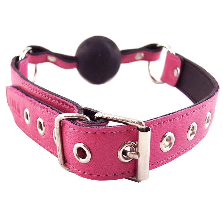 Rouge Garments Pink Adjustable Leather Ball Gag