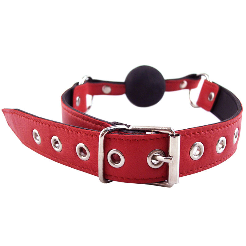 Rouge Garments Red Premium Leather Ball Gag with Adjustable Fit