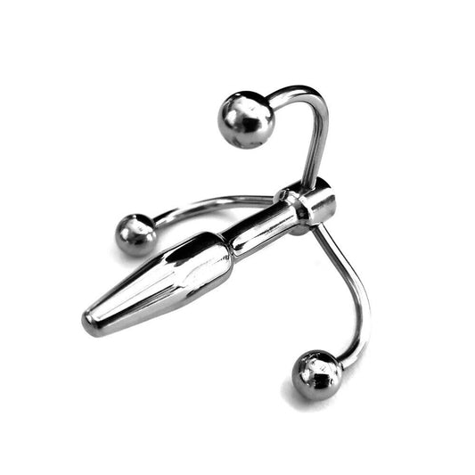 Rouge Garments Silver Crown Penis Plug with Triple Hook Design