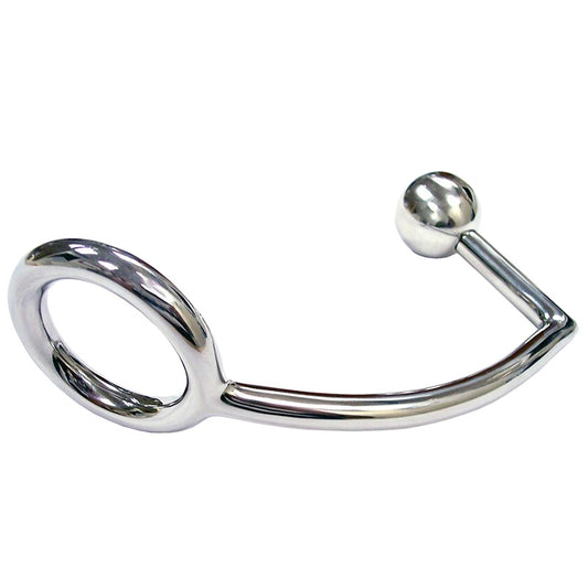 Rouge Silver Stainless Steel Cock Ring with Anal Probe