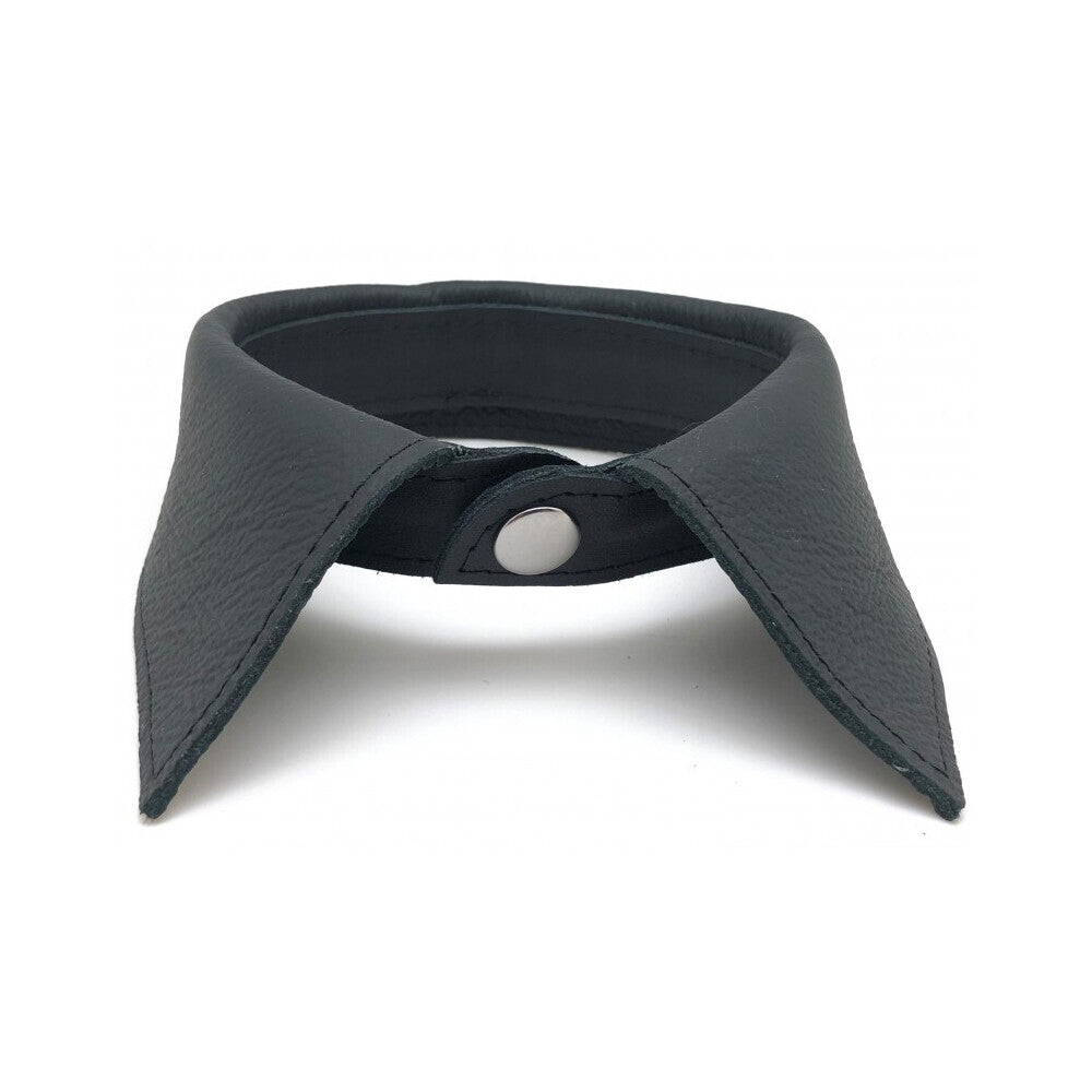 Premium Leather Black Shirt Collar for Unisex Fashion Accessories