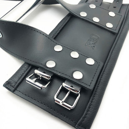 Luxury Bondage Black Leather Suspension Handcuffs