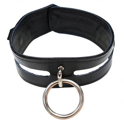 Rouge Garments Black Leather Bondage Collar with O-Ring