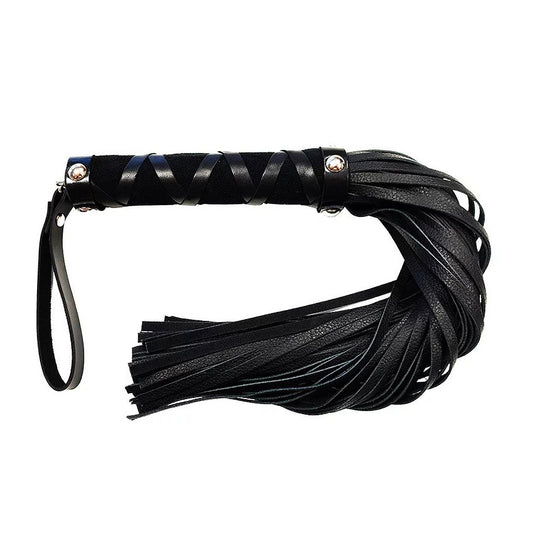 Rouge Red Short Leather Flogger with Studded Handle