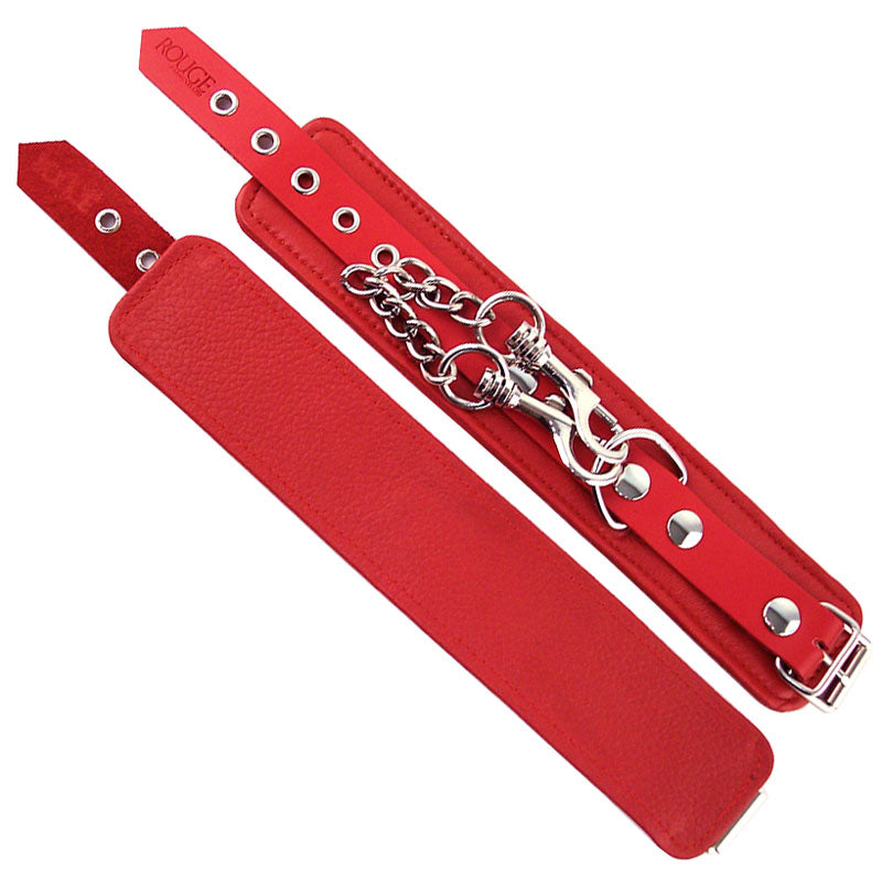 Rouge Garments Red Adjustable Leather Wrist Cuffs