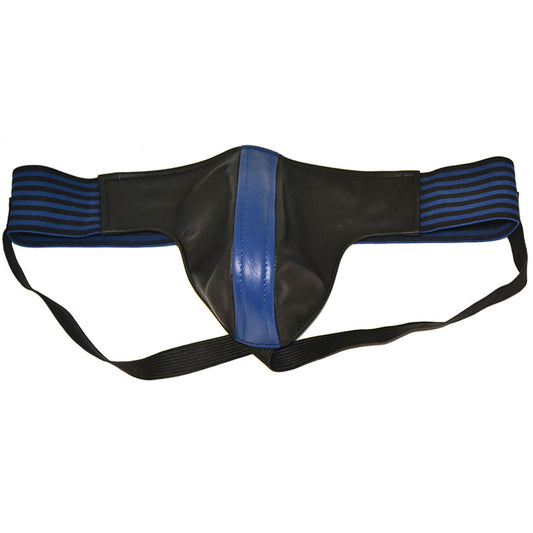 Rouge Garments Black and Blue Sporty Jock with Leather Accents