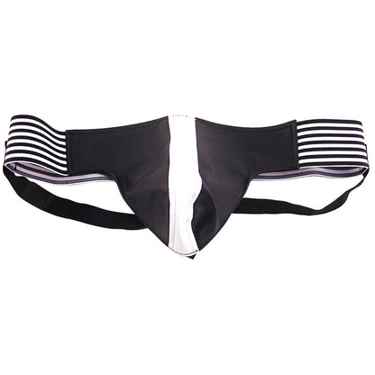 Rouge Garments Black and White Jock with Leather Stripe