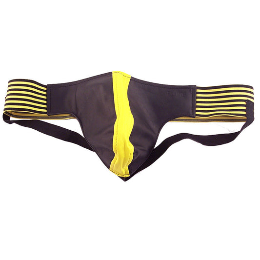 Rouge Garments Black Yellow Sporty Jock with Leather Stripe