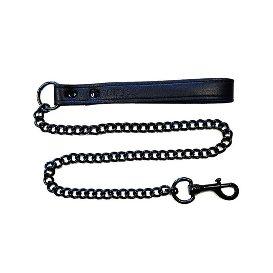 Rouge Garments Black Leather Lead with Metal Chain
