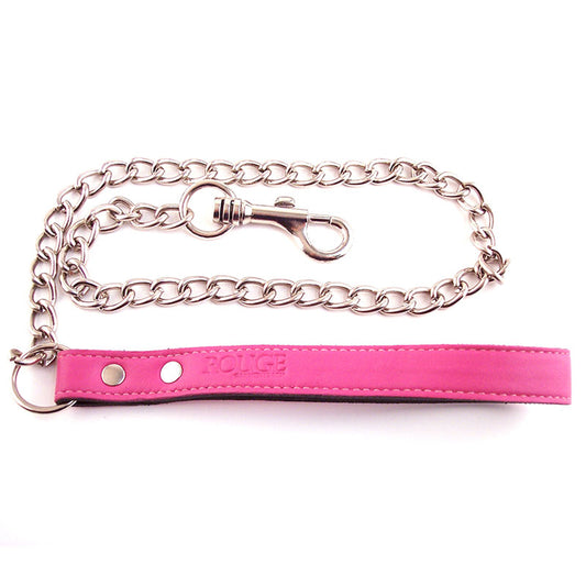 Rouge Garments Pink Leather Pet Lead with Metal Chain