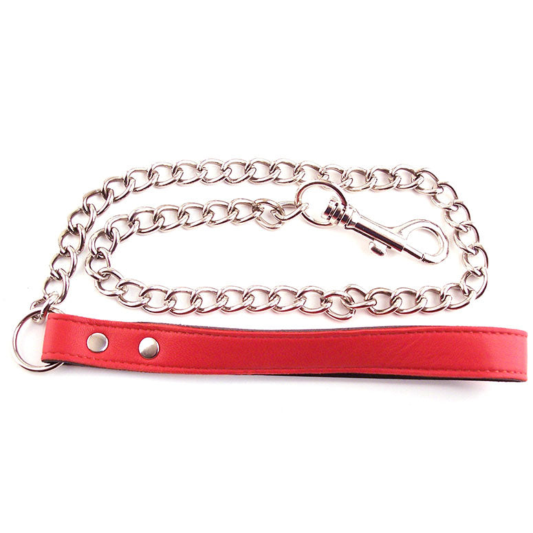 Rouge Garments Red Leather Lead with Metal Chain