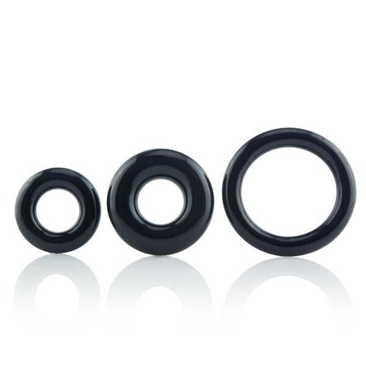 Screaming O Black Silicone Cock Rings Set of Three