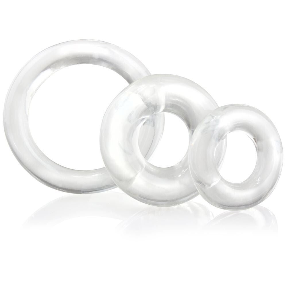 Screaming O Clear Silicone Cock Rings Set of 3