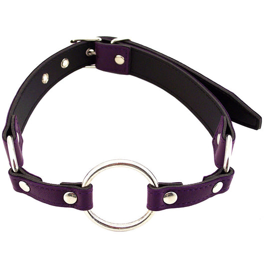 Rouge Garments Purple Leather O Ring Gag with Strap