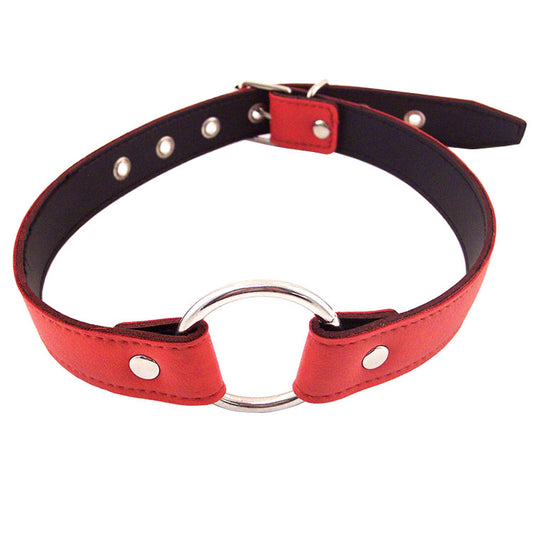 Rouge Garments Red O Ring Gag Premium Leather Adjustable Strap