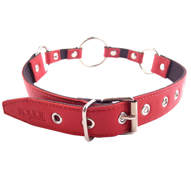 Rouge Garments Red O Ring Gag Premium Leather Adjustable Strap