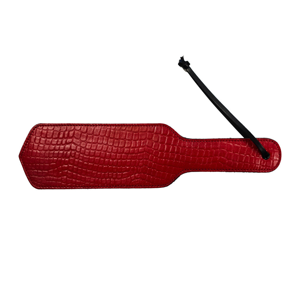 Rouge Garments Burgundy Snake Print Leather Paddle