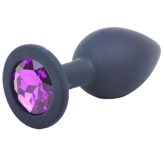 Elegant Pleasure Black Silicone Butt Plug with Diamond Base