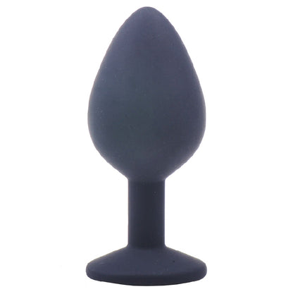 Luxuria Medium Black Silicone Butt Plug with Purple Diamond Base