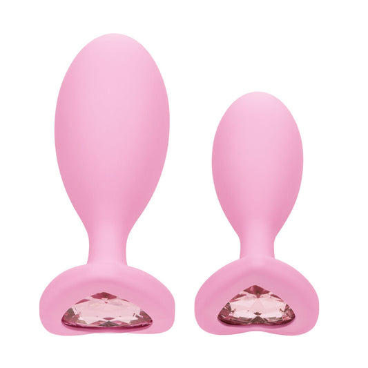 Crystal Bliss Pink Heart Gem Butt Plug Set for Training