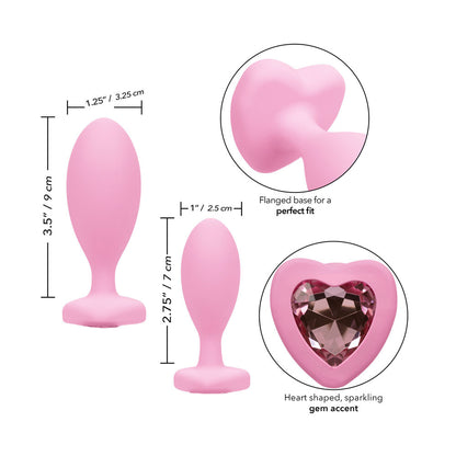 Crystal Bliss Pink Heart Gem Butt Plug Set for Training