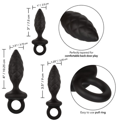 California Exotic 3 Piece Silicone Butt Plugs Set Measurements
