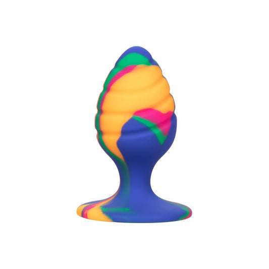 Cheeky Swirl Tie Dye Medium Silicone Butt Plug with Suction Cup