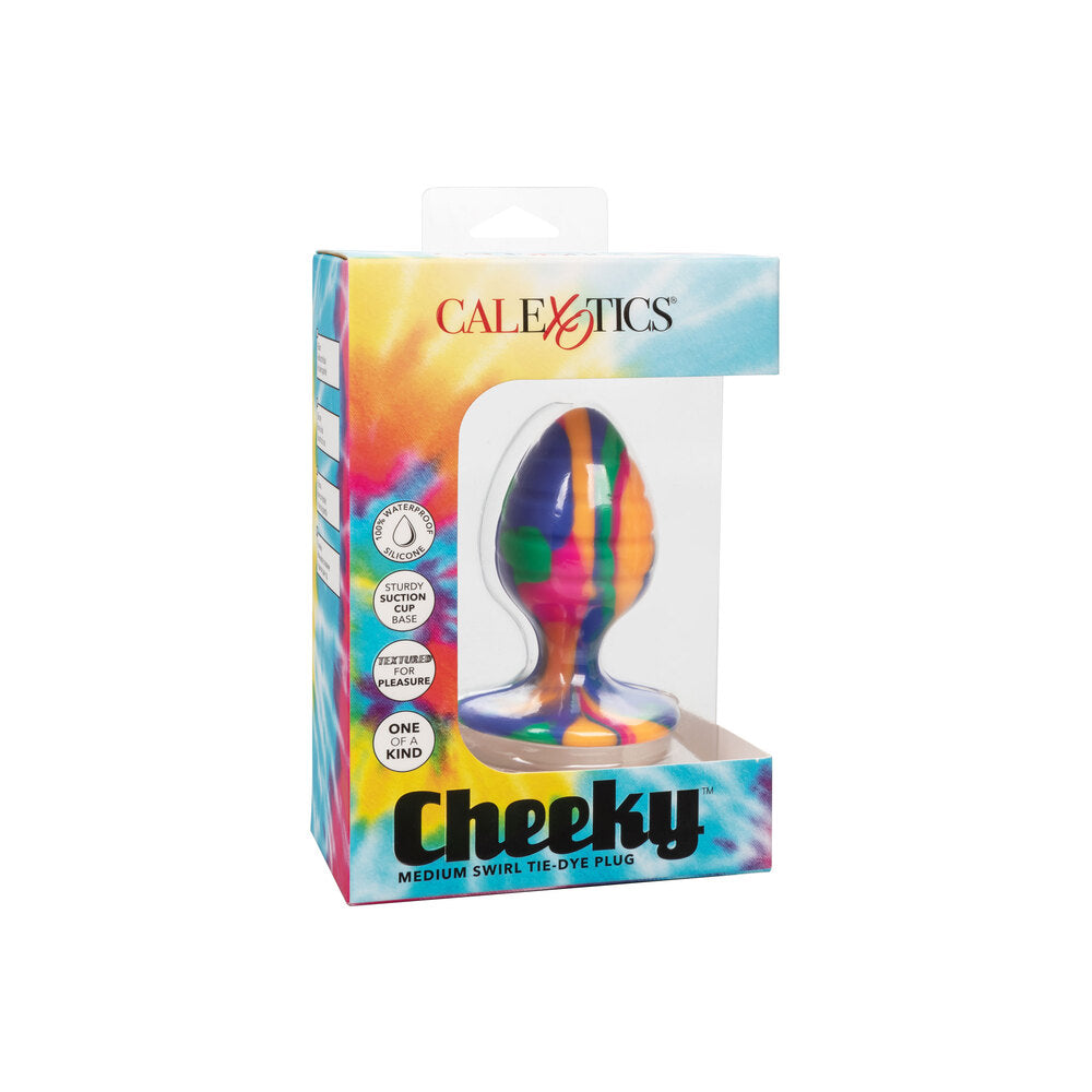 Cheeky Swirl Tie Dye Medium Silicone Butt Plug with Suction Cup