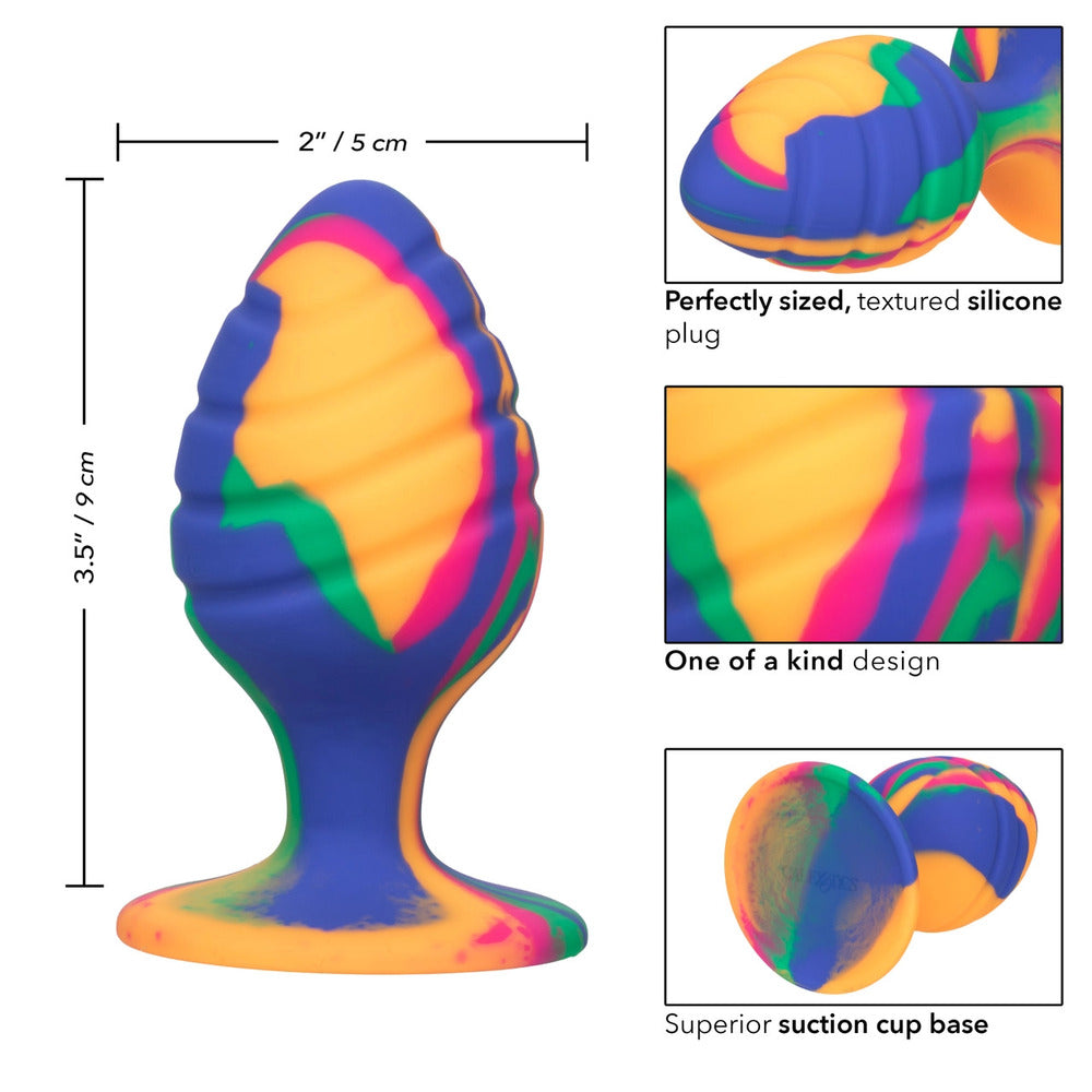 Cheeky Rainbow Tie Dye Large Silicone Butt Plug